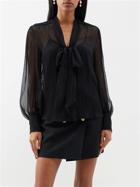 gucci silk blouse with bow|gucci chiffon blouse.